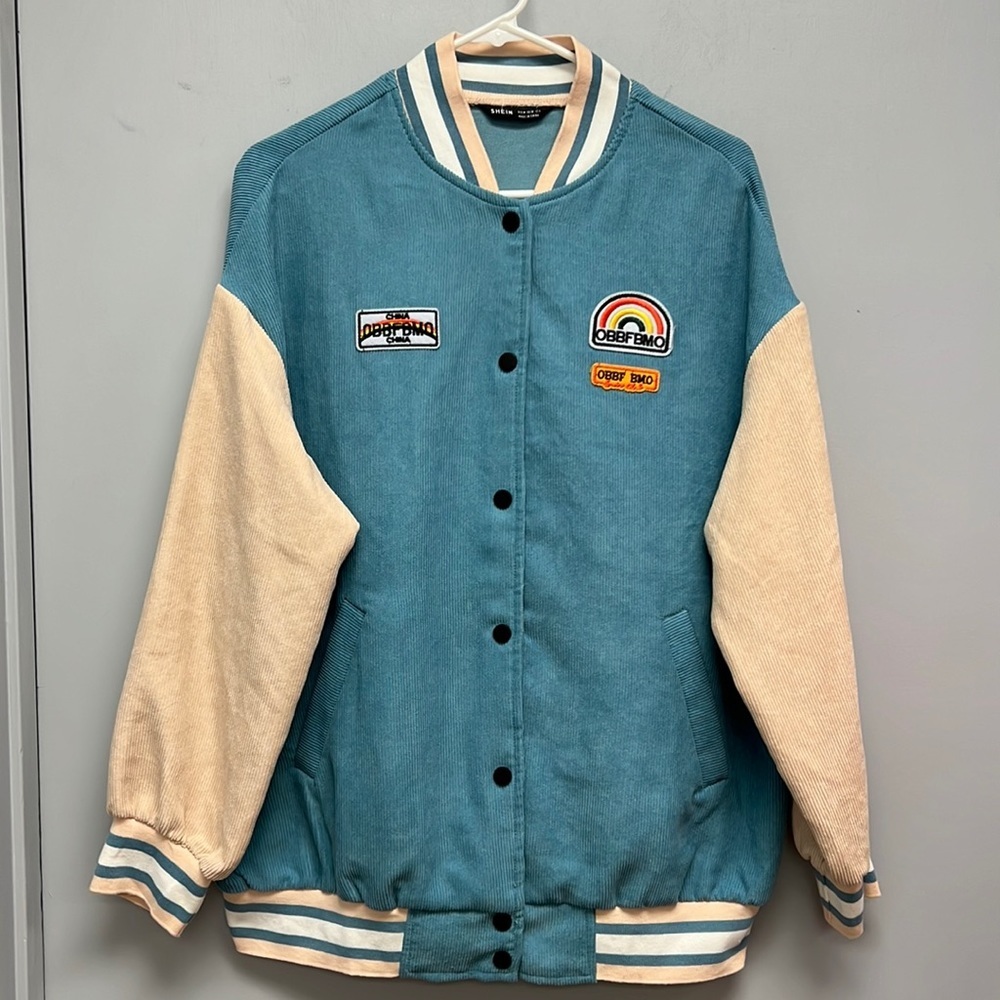 Shein Women’s Varsity Color Block Corduroy Jacket Size Medium
